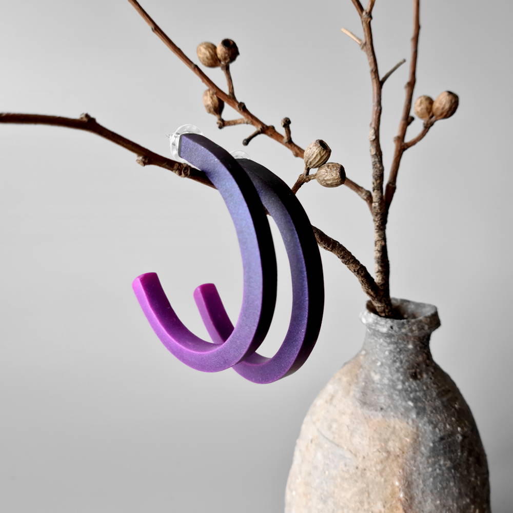 Purple hoop earrings store